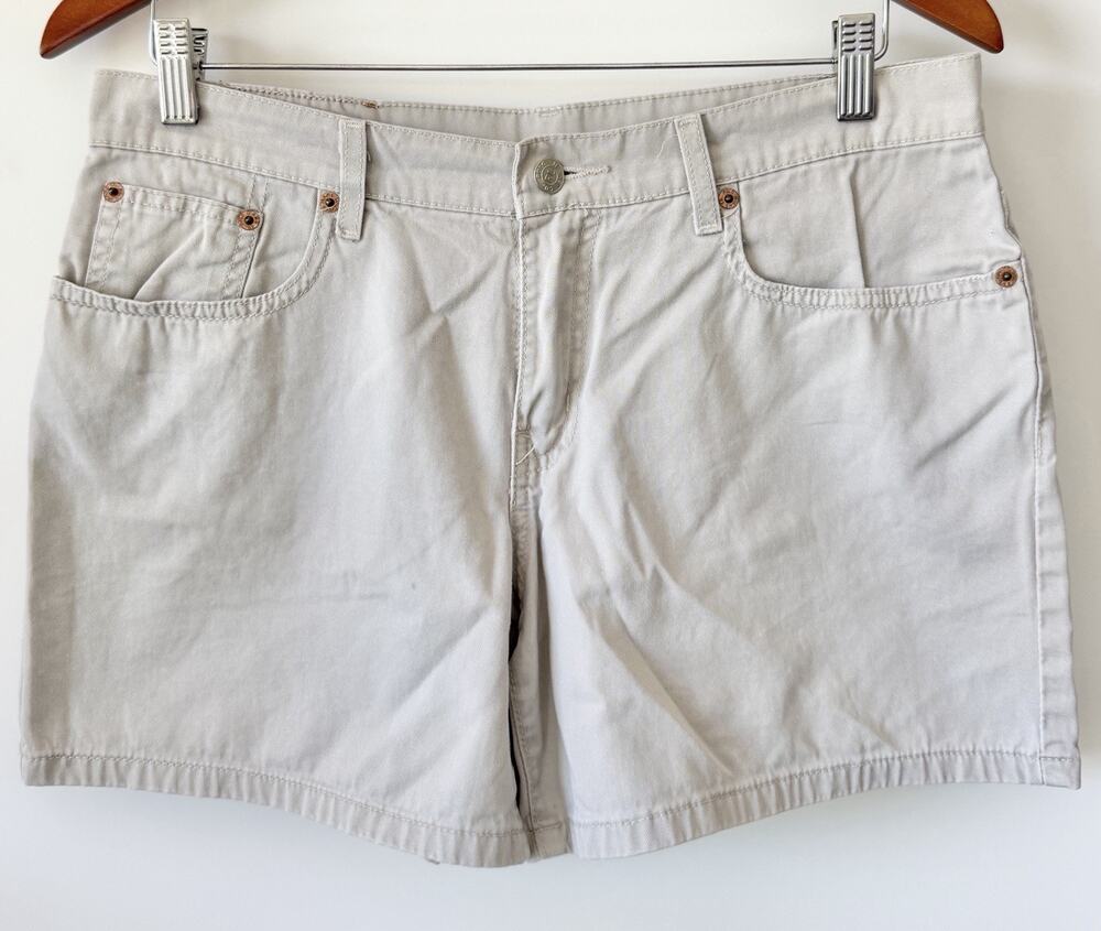 Vintage Ralph Lauren Beige Gray Mom Shorts 4" Inseam Womens Size 8 2000s Cotton